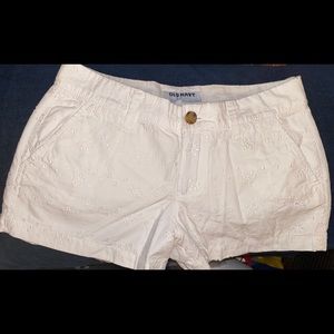 Embroidered White Shorts